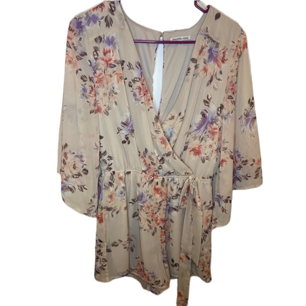 Charlotte Russe Floral Kimono Style Romper